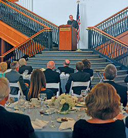 Archbishop Charles C. Thompson on Aug. 16 tells past and current board members that the Catholic Community Foundation’s nearly 500 endowments “tell a story about how the Catholic faith is being lived throughout central and southern Indiana.” (Photos by Natalie Hoefer)