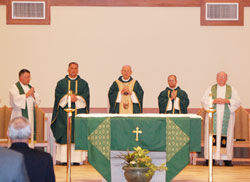 A Mass and dinner on Oct. 29 celebrated the re-chartering of the Serra Club of the Carmel Deanery. Bishop William L. Higi was principal celebrant of the Mass; concelebrants included Father Dennis O’Keeffe, Father Brian Doerr, Father Joshua Janko and Father Douglas McCormack. (Photos by Caroline B. Mooney)